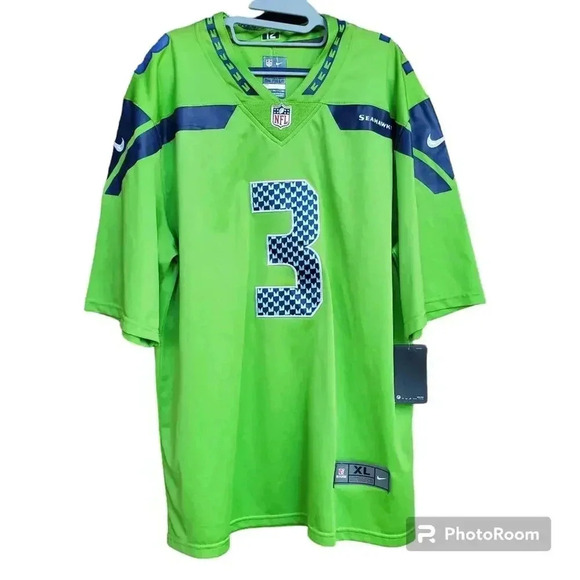 Nike Russell Wilson Neon Green Seattle Seahawks Alternate Vapor Elite Play XL - Picture 4 of 7